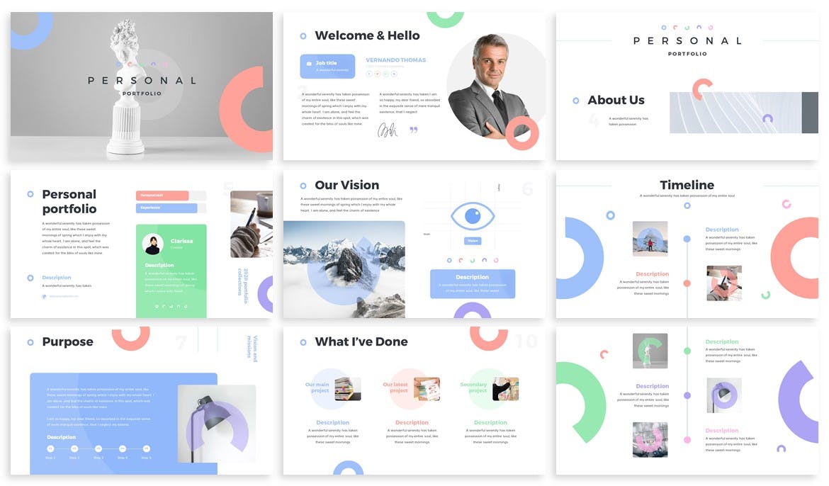 项目融资方案报告素材库精选Keynote模板模板 Personal – Portfolio Keynote Template插图(1)