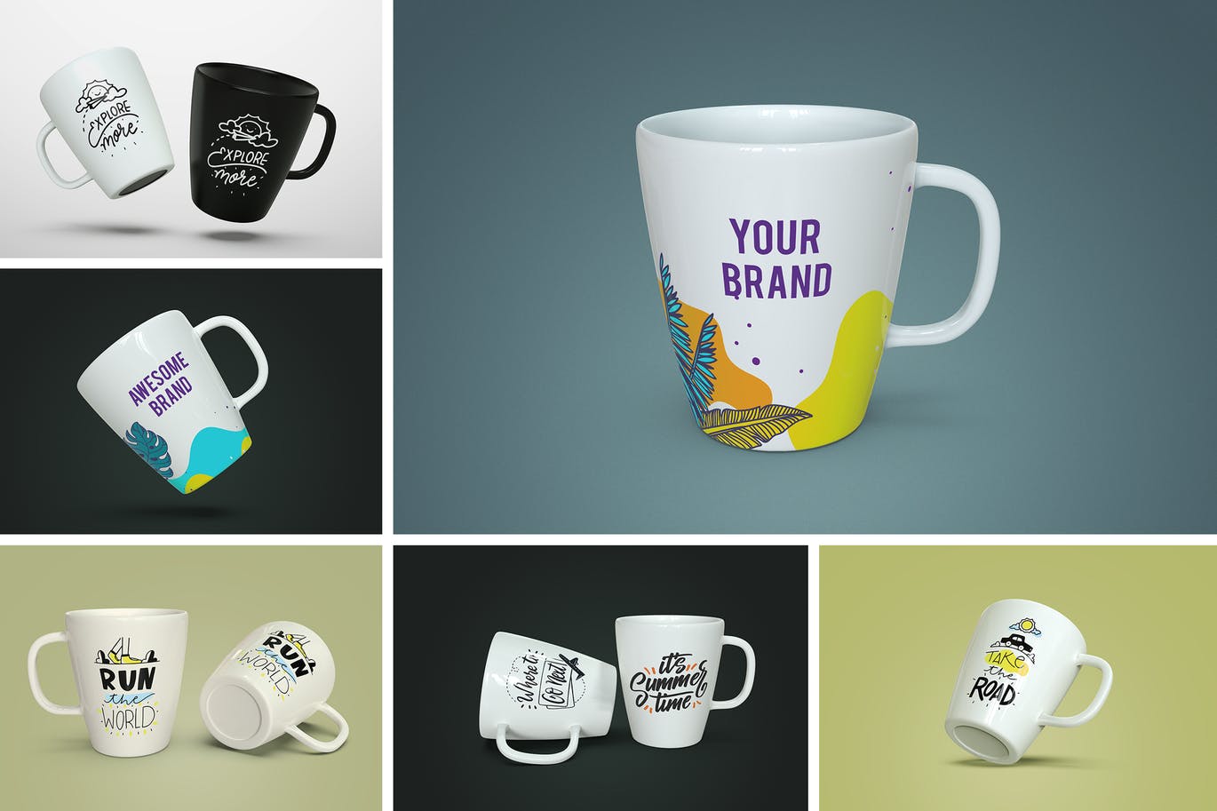 图案印花马克杯设计效果图素材库精选v3 Mug Mockup 3.0插图