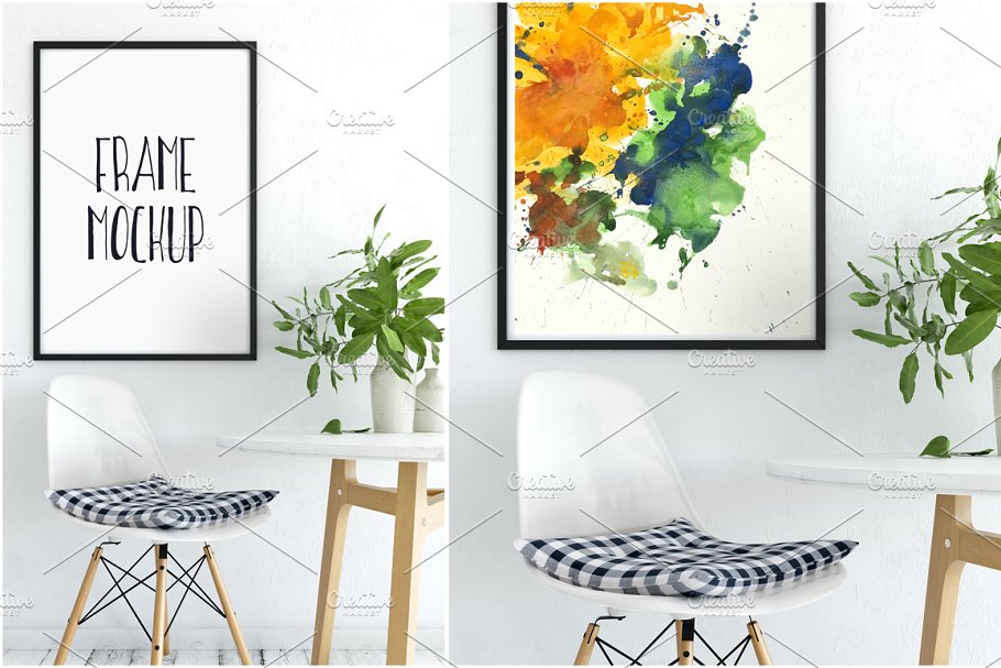 现代风格画框样机 Scandi Interior Frame Mockup – 04插图