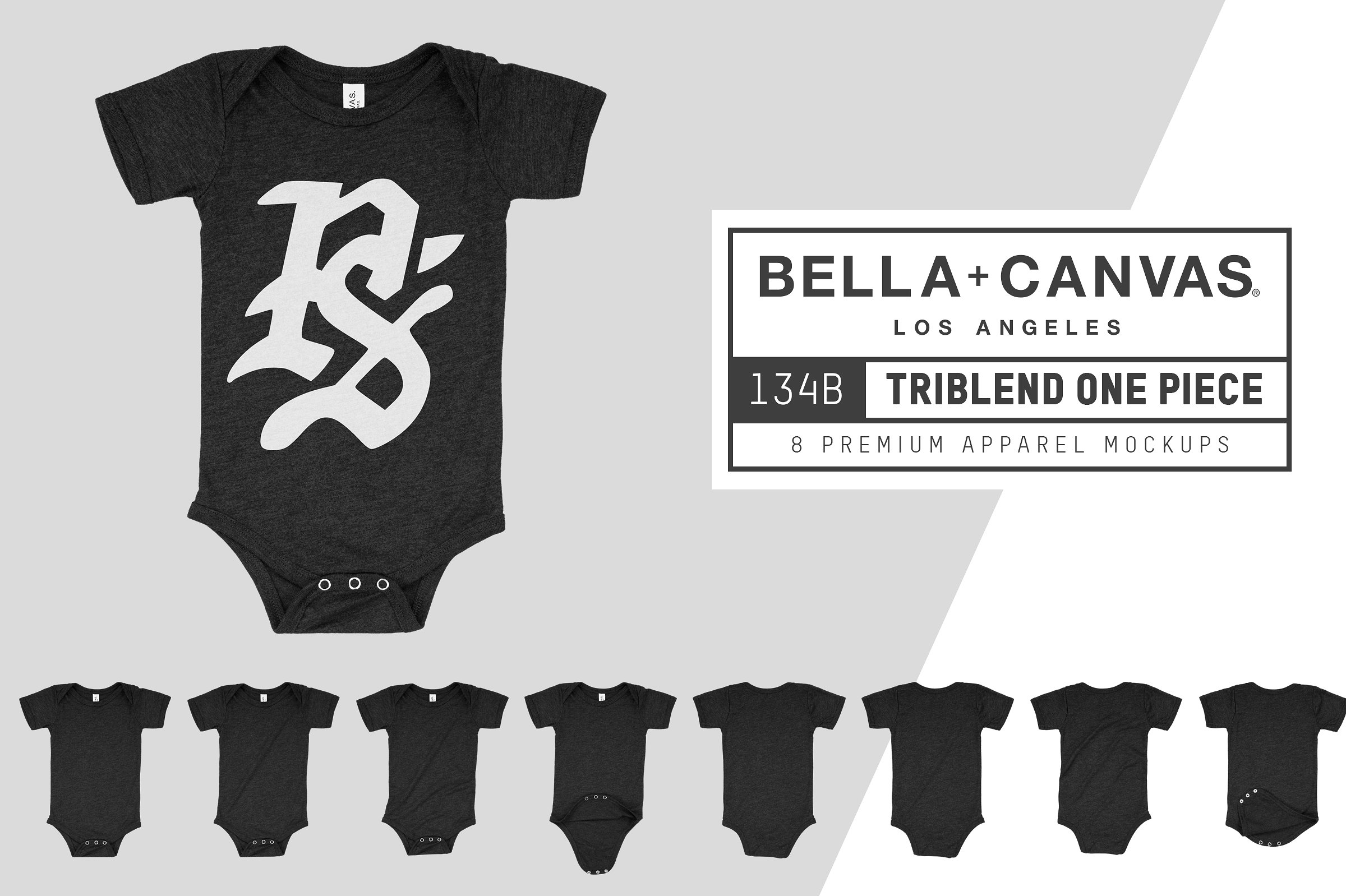 Tri Blend混纺婴儿连体衣样机 Bella Canvas 134B Triblend One Piece插图