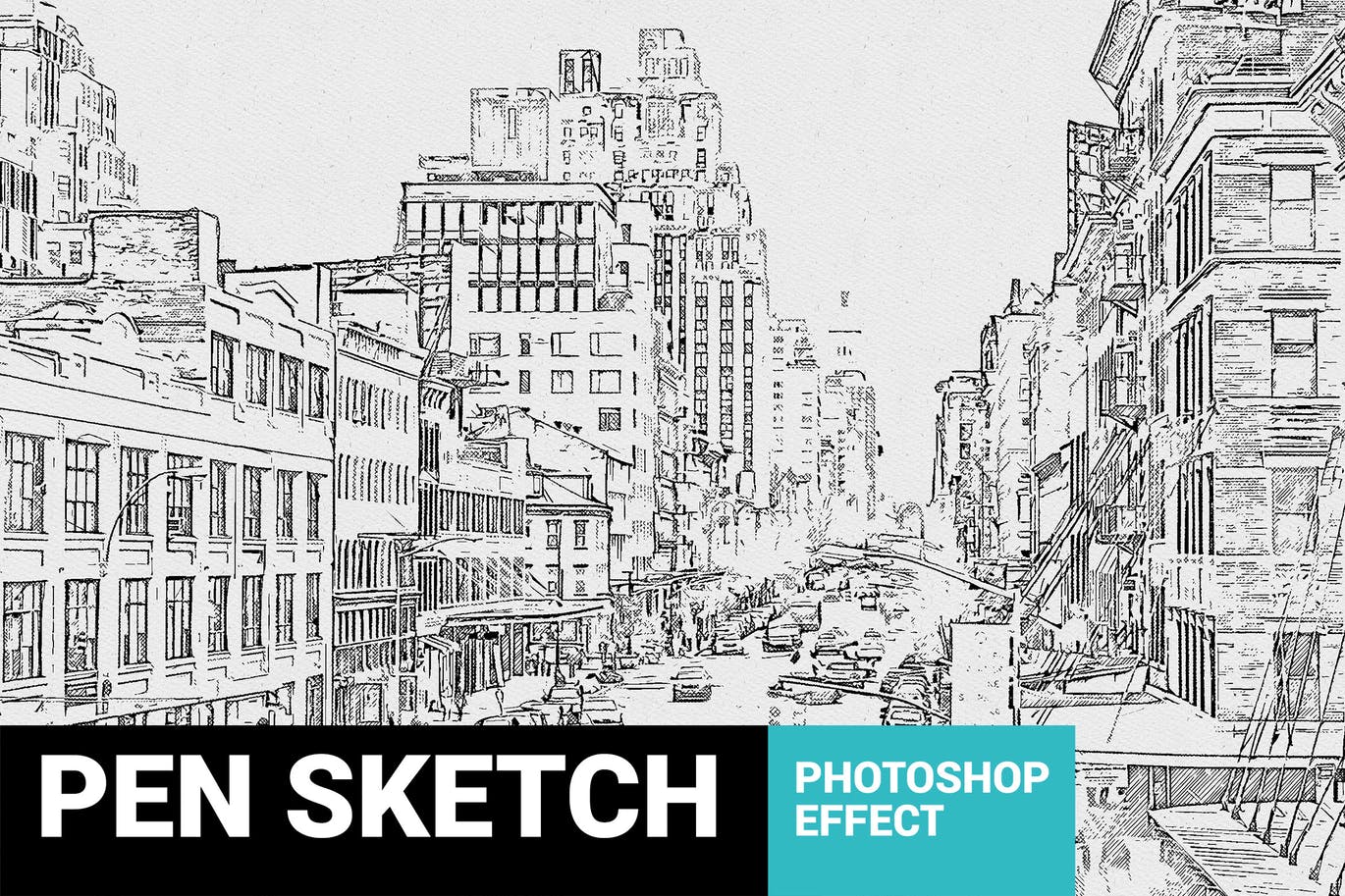 钢笔素描艺术效果PS插件 Pen Sketch Photoshop Plugin插图