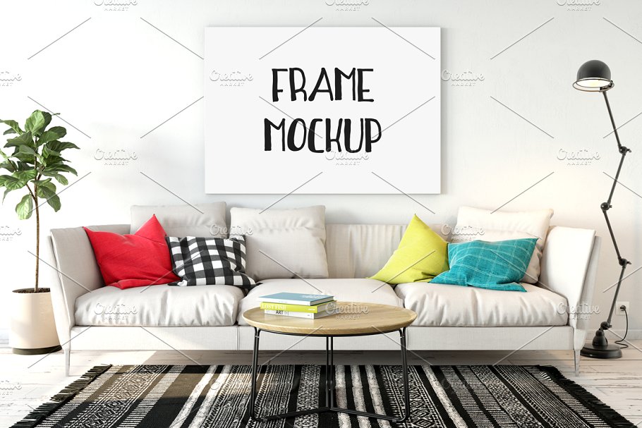巨幅油画画框样机模板01 Interior Canvas Mockup – 01插图(1)