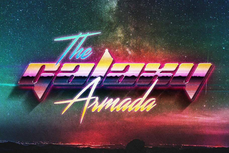 80s年代风格文本风格图层样式 80s Text Effects Minibundle插图