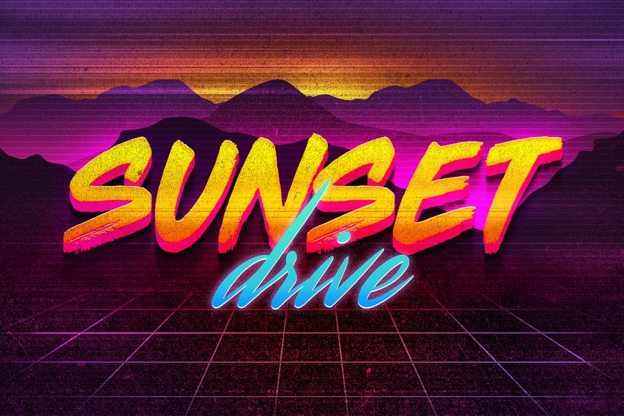 80s年代风格文本风格图层样式 80s Text Effects Minibundle插图(5)