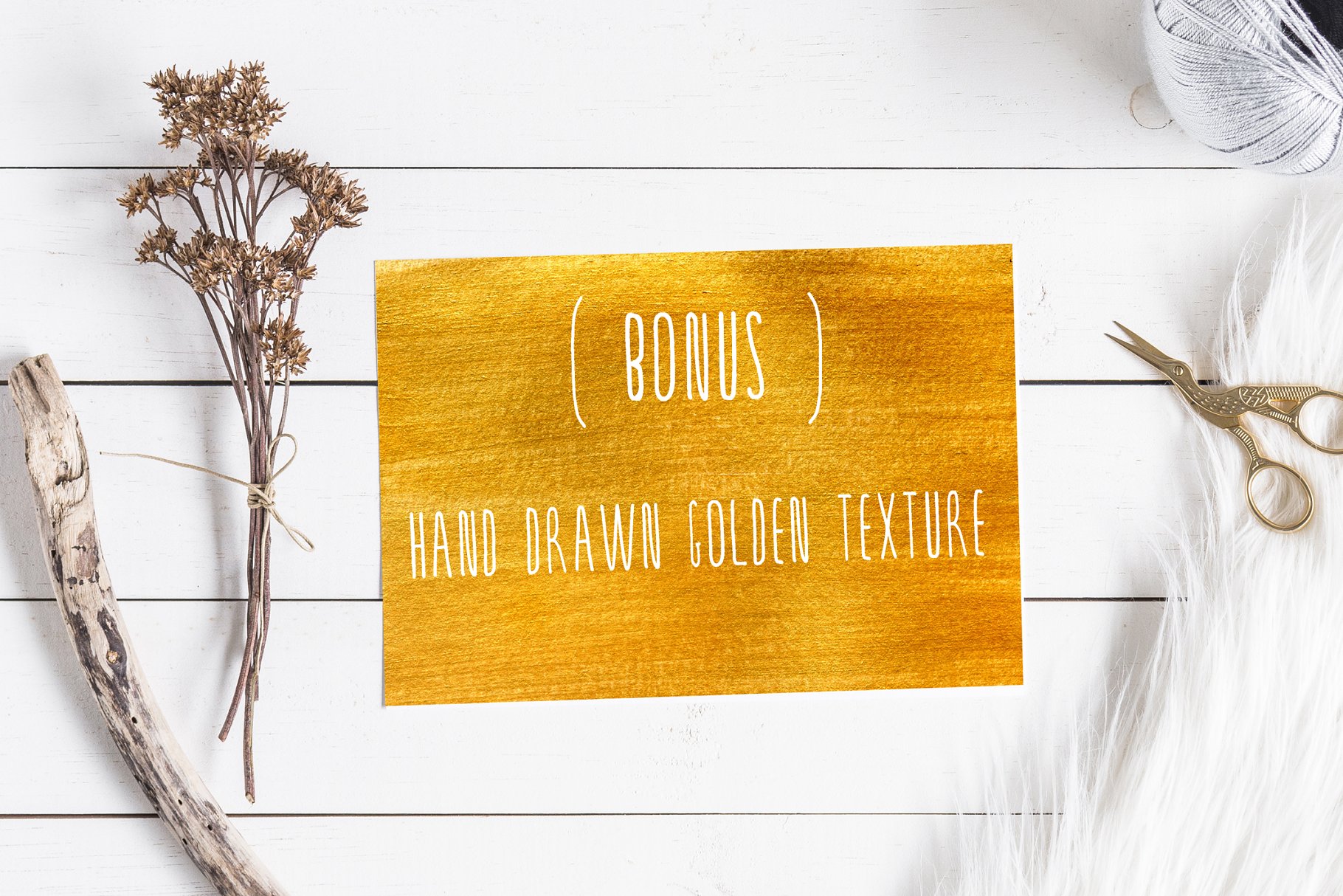 修长手写英文艺术无衬线字体 SERENA gold. Font & golden flowers.插图(3)