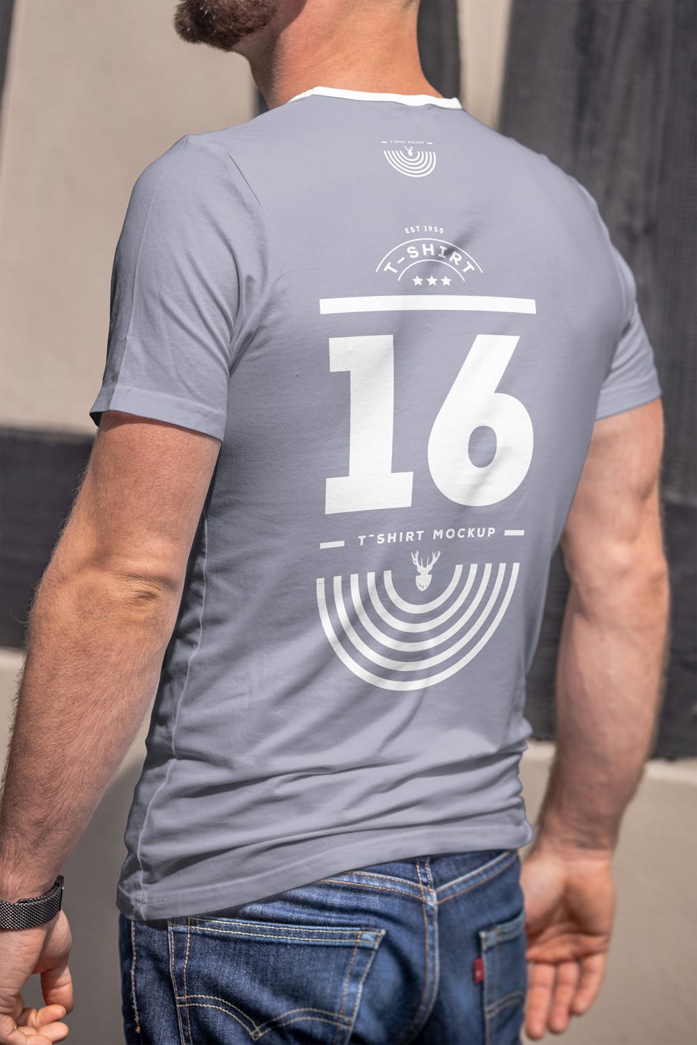 男士印花T恤真实模特上身效果图样机素材库精选模板 T-Shirt Mock-up 5插图(9)