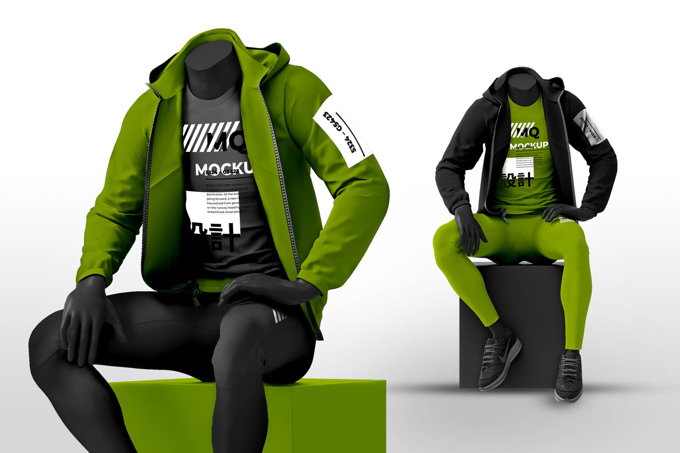 男模连帽衫上身效果图样机素材库精选模板 Male Mannequin with Hoodie Mockups插图