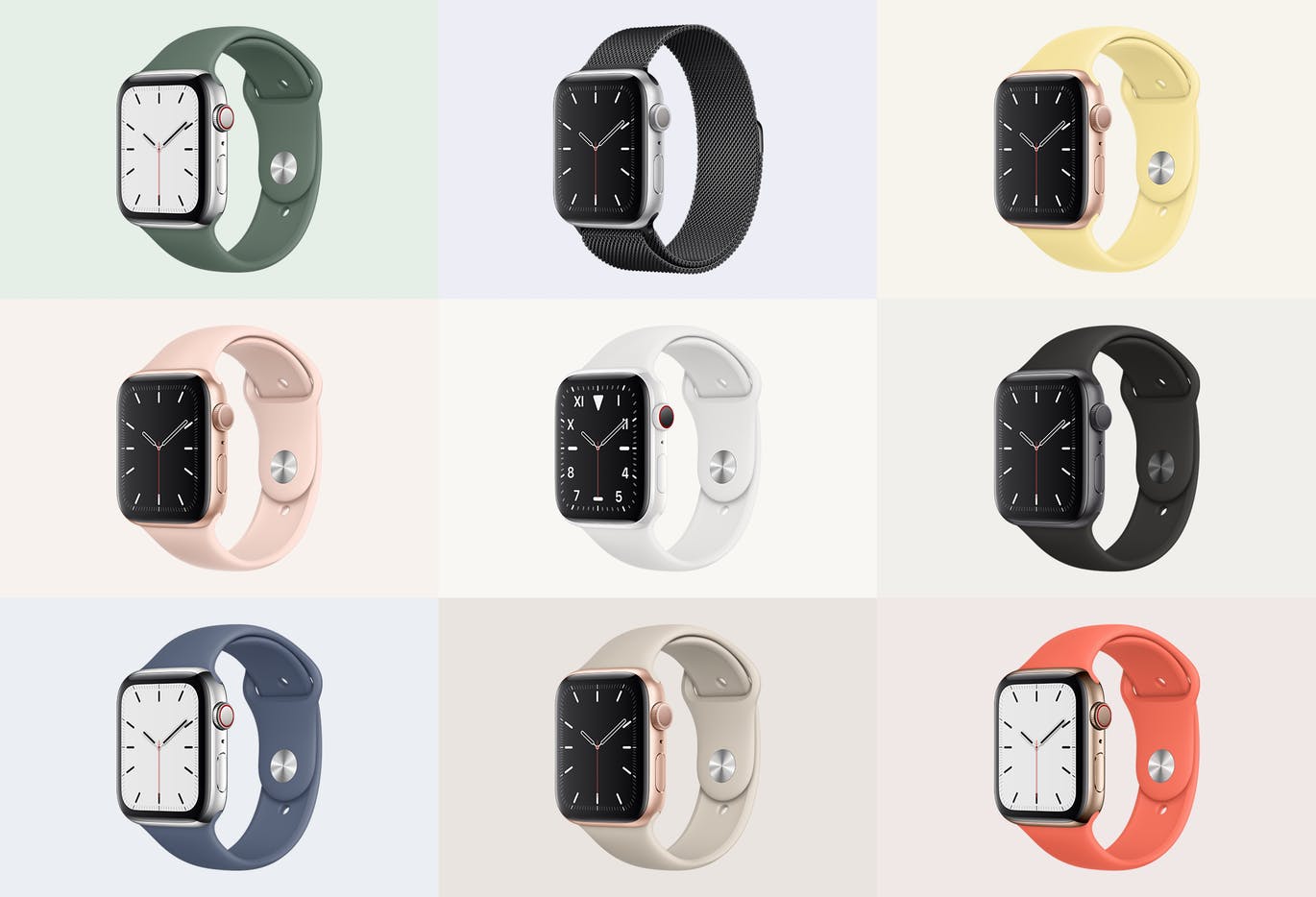 2019年第五代Apple Watch智能手表样机模板 Apple Watch Mockup Series 5插图(4)