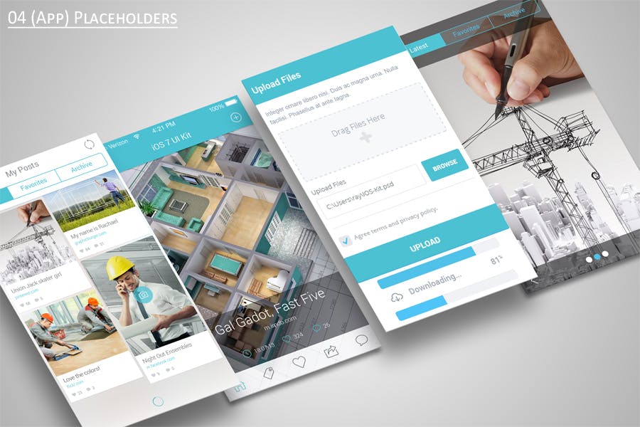 手机APP应用界面设计展示样机模板 Mobile Application Showcase Mockup插图(2)