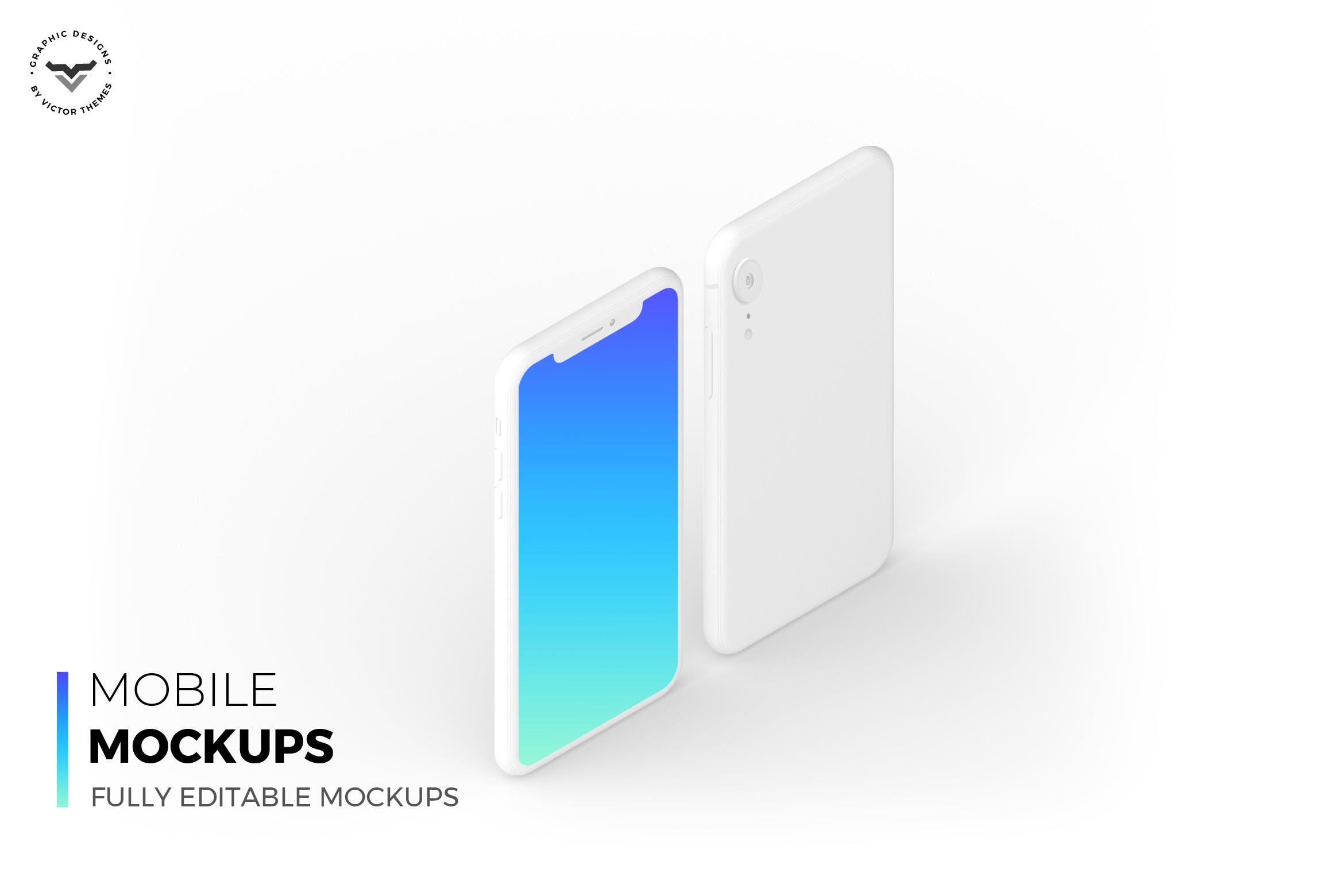 刘海屏手机正反面预览素材库精选样机模板 Mobile Light Mockups插图