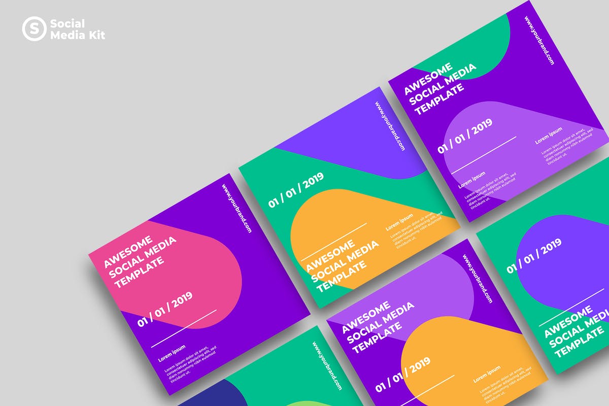 社交媒体正方形广告&贴图创意设计模板v21 SRTP – Social Media Kit.21插图