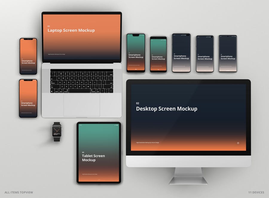 响应式设计作品效果预览智能设备素材库精选样机合集 Multi Device Screen Mockup Creator插图(11)