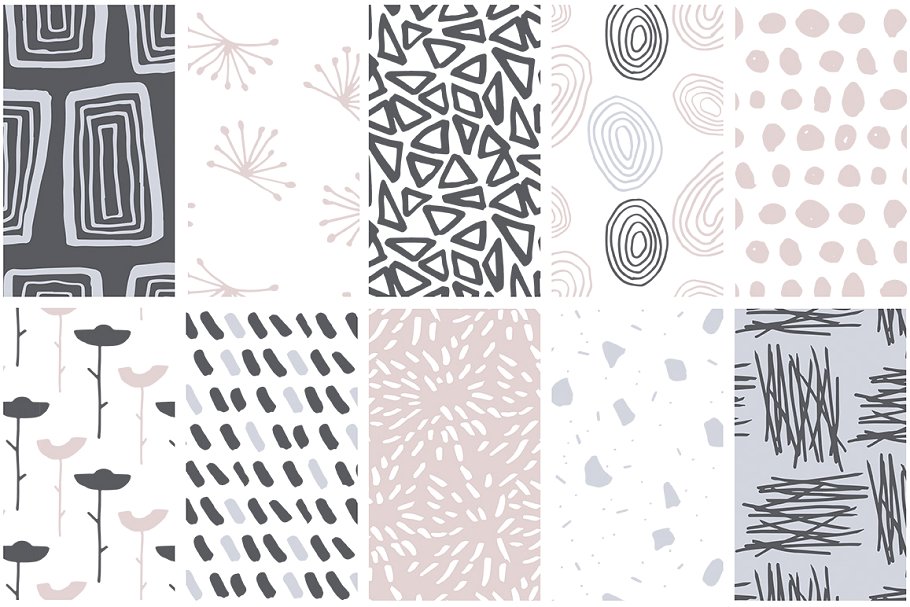 30个超级可爱孩子手绘无缝矢量图案纹理 Kids Hand Drawn Patterns插图(3)