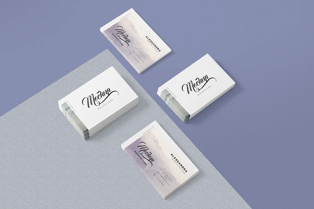 5款企业名片设计等距俯视图样机模板 5 Business Card Mock-Ups插图(1)