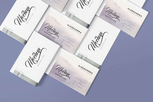 5款企业名片设计等距俯视图样机模板 5 Business Card Mock-Ups插图(2)