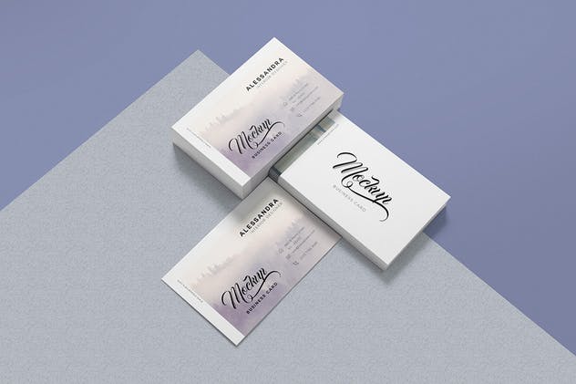 5款企业名片设计等距俯视图样机模板 5 Business Card Mock-Ups插图(4)