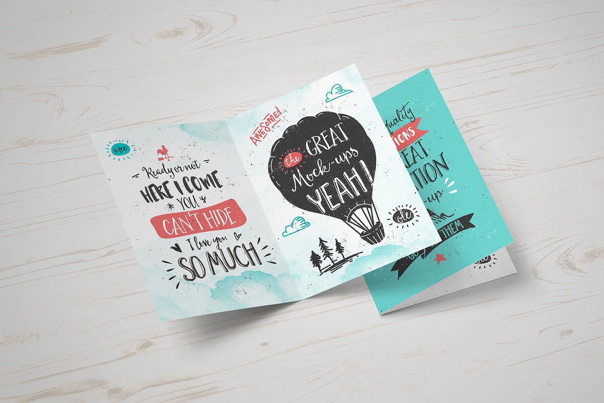 创意节日派对邀请函/贺卡样机 Invitation / Greeting Card Mock-Up插图