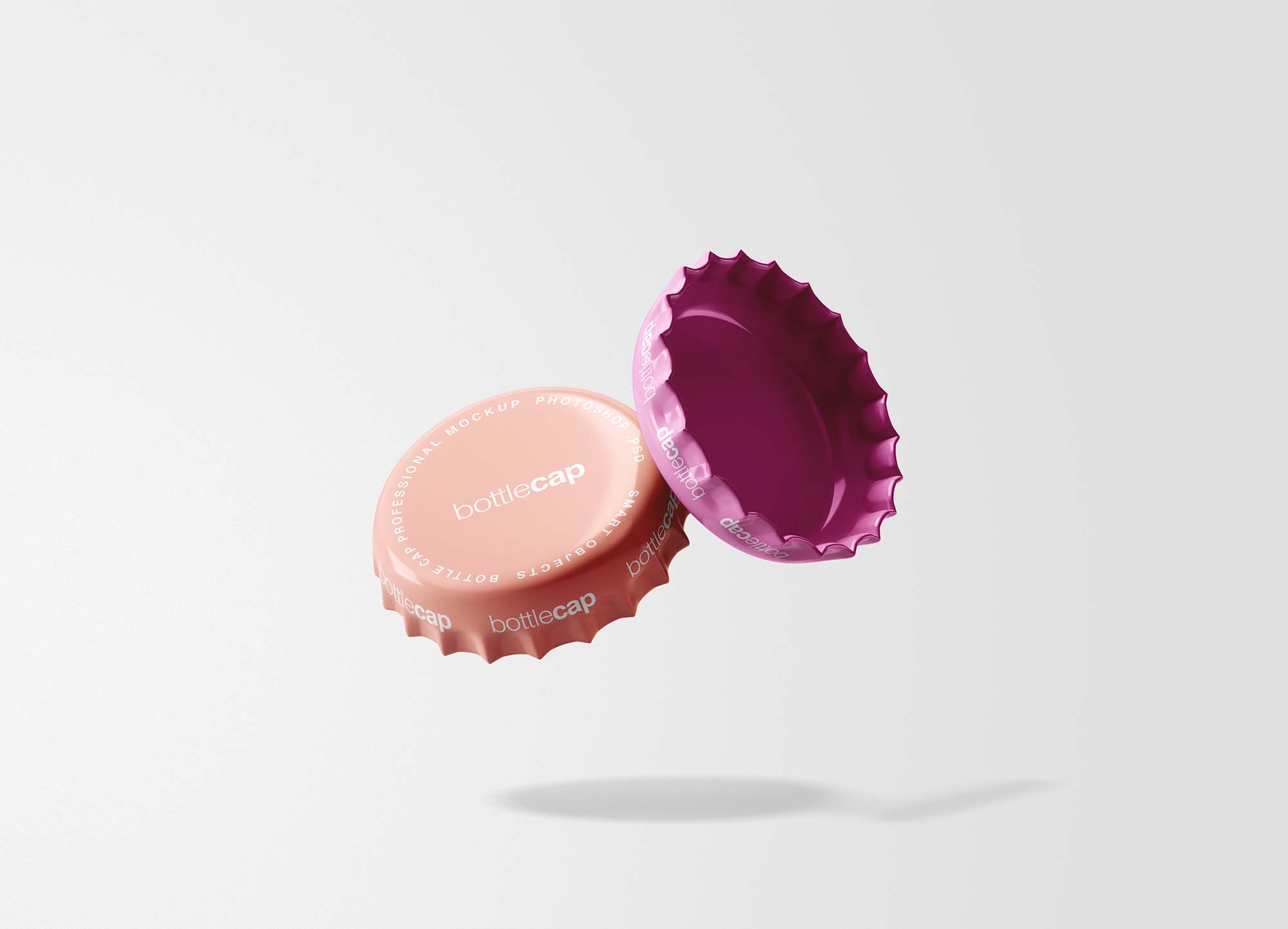 啤酒瓶盖设计图案预览样机 Bottle Cap Mockup插图
