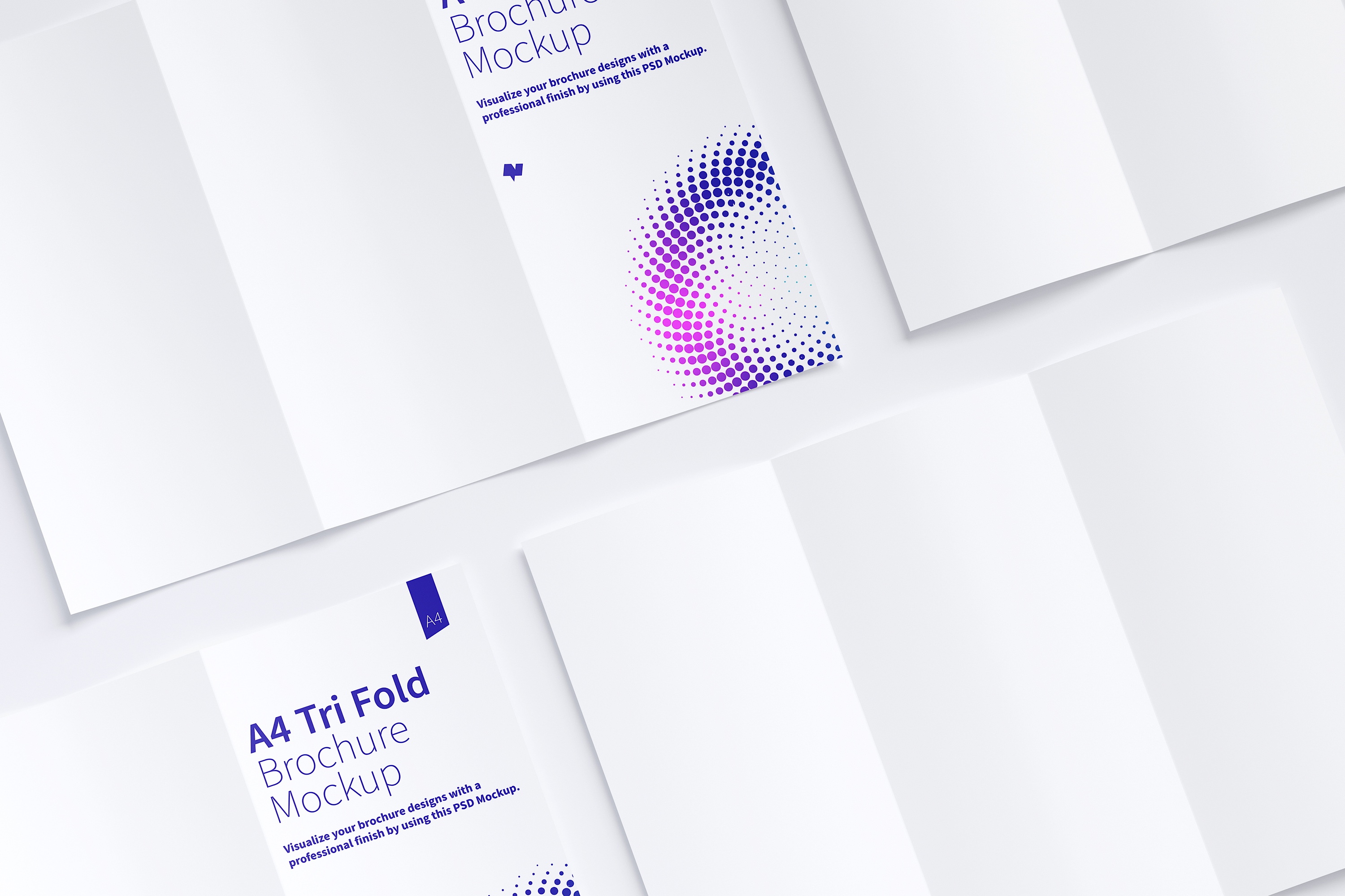 A4三折页企业传单设计效果图等距网格样机07 A4 Trifold Brochure Mockup 07插图