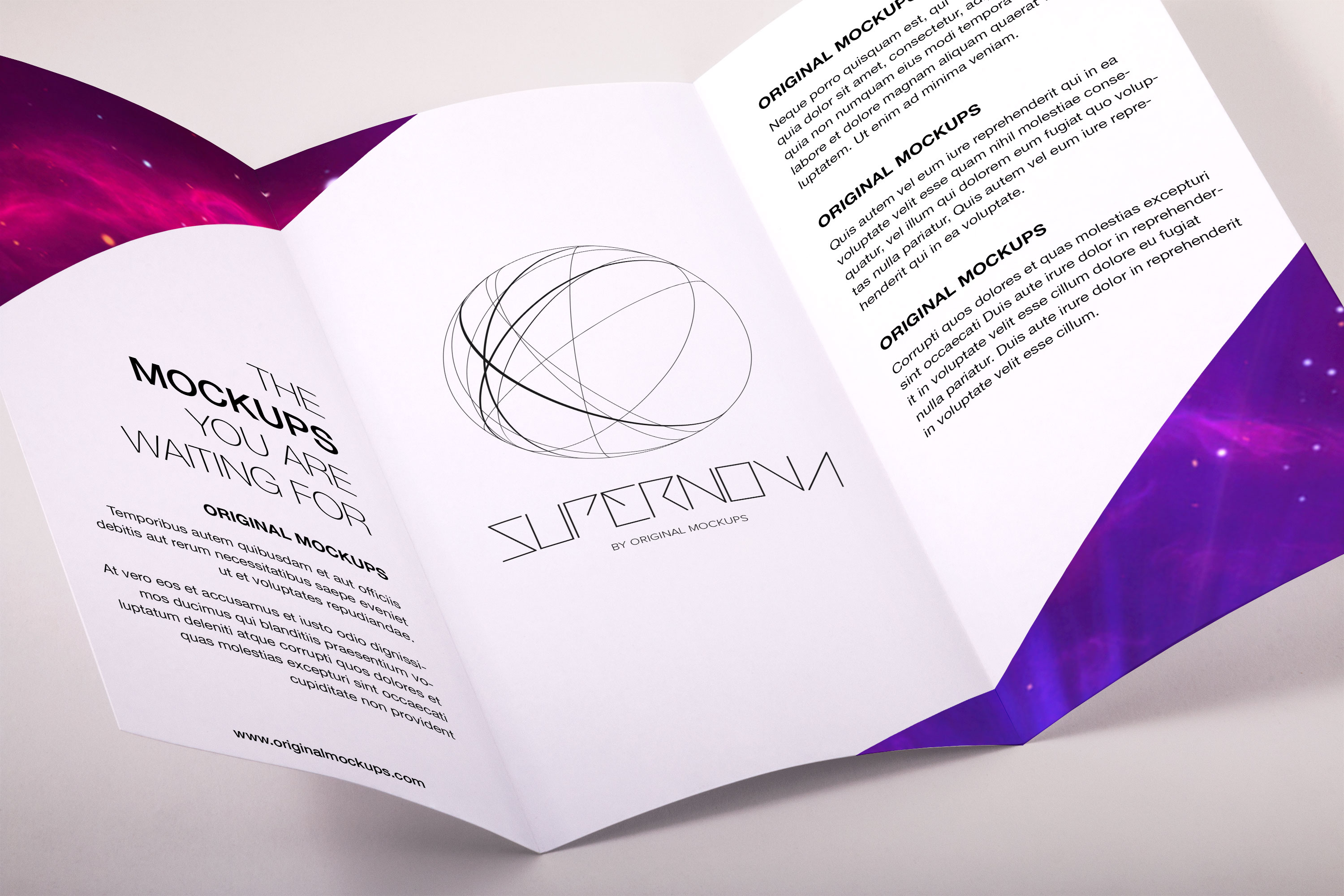 A4尺寸规格三折页传单设计效果图PSD样机03 A4 Trifold Brochure PSD Mockup 03插图