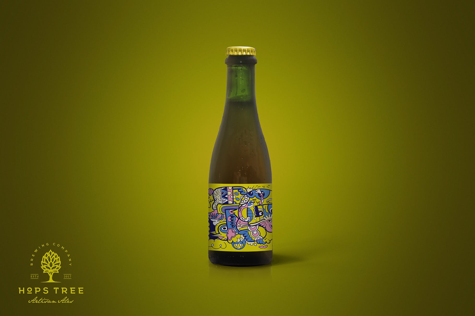 37cl棕褐色啤酒瓶外观设计图素材库精选模板 Clean 37cl Tan Beer Mockup插图(1)