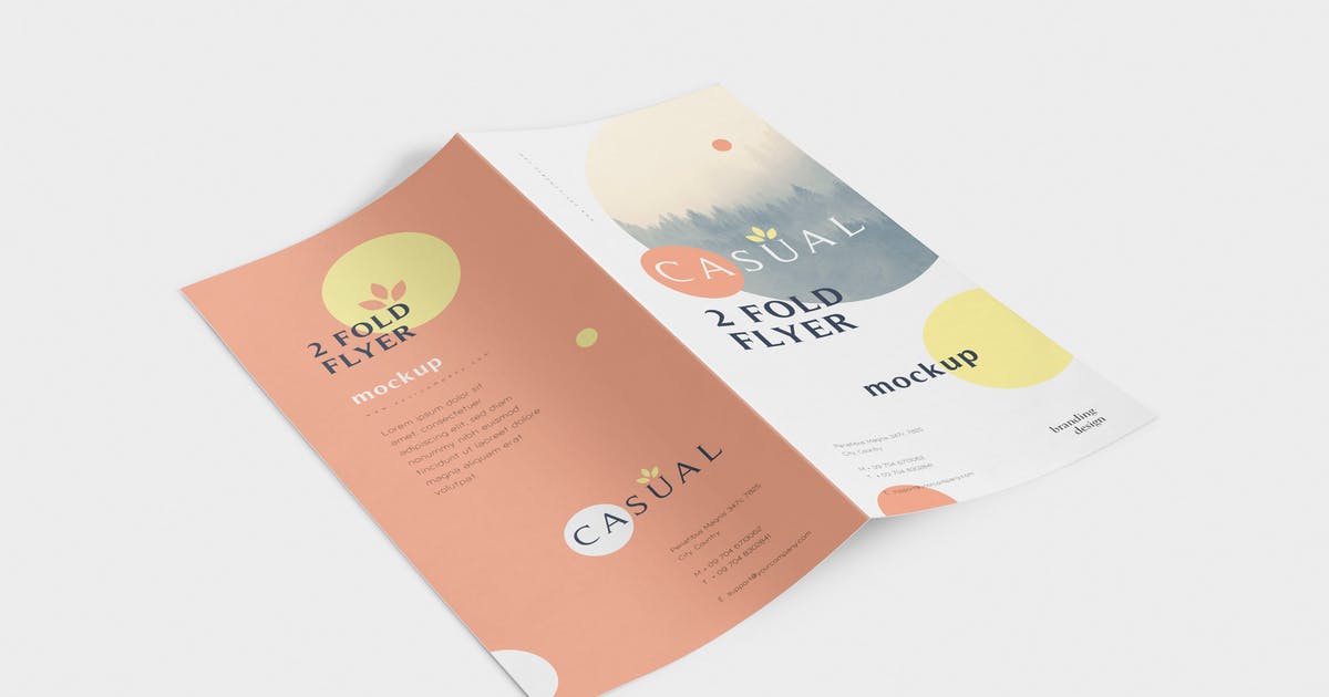 两折页宣传单设计效果图样机 Bifold Flyer Mockups插图