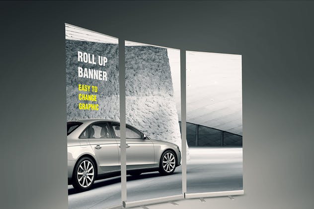 易拉宝X展架海报设计效果图样机素材库精选模板 Roll-up Banner Mock-up插图(2)