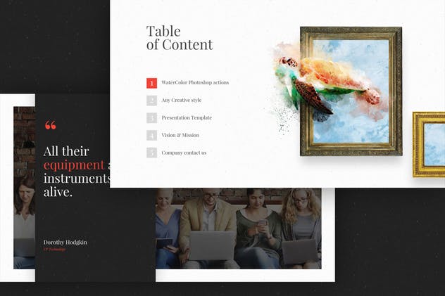 水彩元素企业介绍PPT模板 WaterColor – Powerpoint Template插图(3)