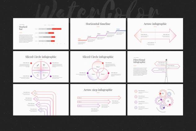 水彩元素企业介绍PPT模板 WaterColor – Powerpoint Template插图(11)