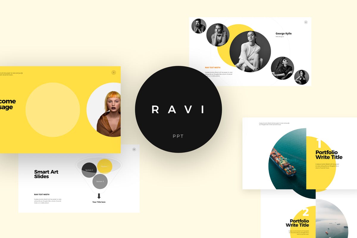 企业团队成员介绍/信息图表PPT幻灯片模板 RAVI Powerpoint Template插图