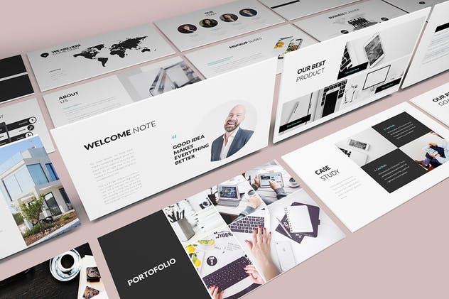 现代时尚简约风业务介绍PPT幻灯片模板素材 Pitch Deck Powerpoint Template插图(2)