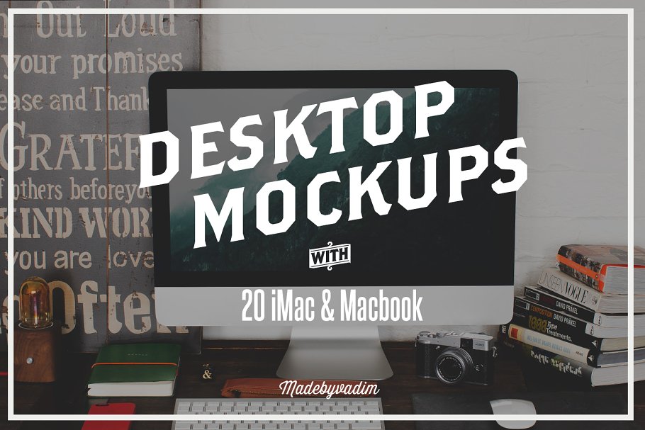 20款苹果一体机&笔记本电脑样机合集 20 iMac & Macbook screen mockups插图