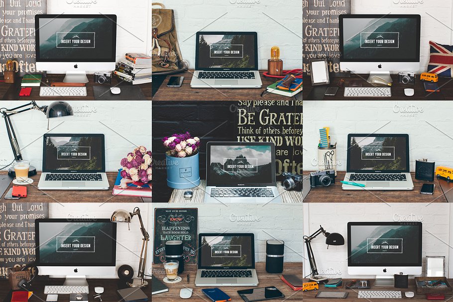 20款苹果一体机&笔记本电脑样机合集 20 iMac & Macbook screen mockups插图(4)