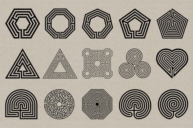 50款迷宫图形设计印章纹理合集 Labyrinth Stamps插图(4)