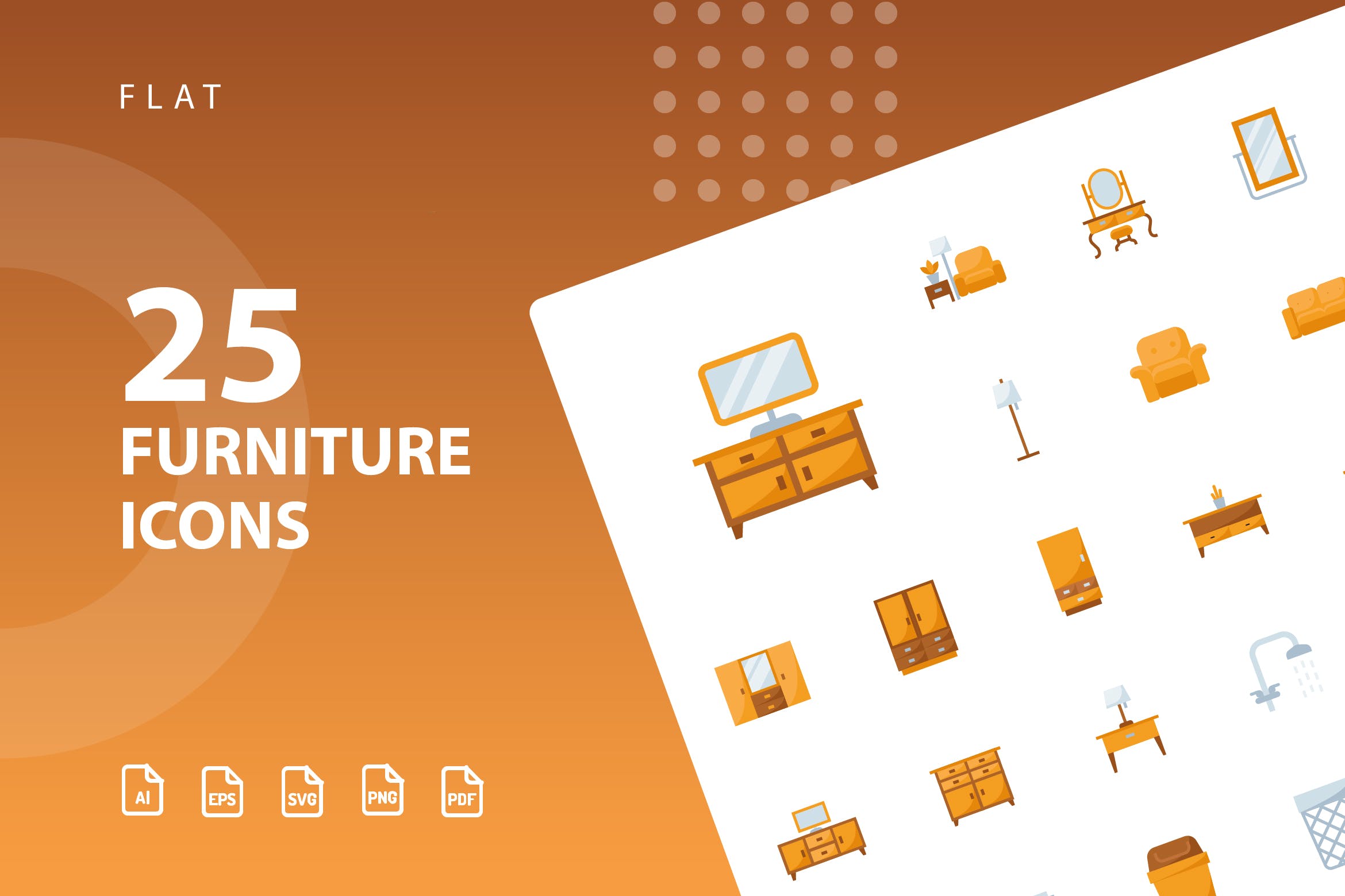 25枚家具主题扁平设计风格矢量素材库精选图标v2 Furniture Flat Part 2插图