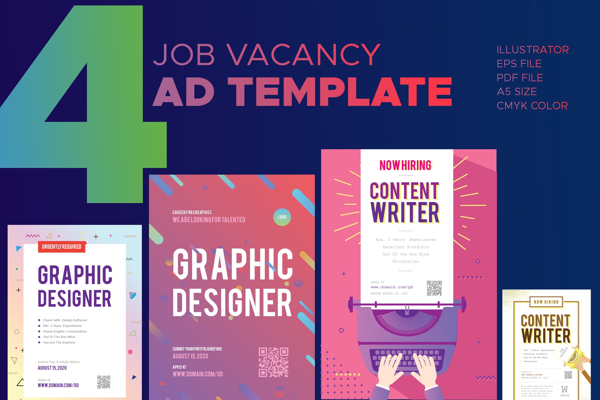 职位空缺/企业招聘素材库精选广告模板 Job Vacancy Advertisement Template插图