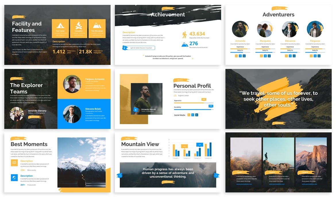 户外运动/冒险旅行导游服务公司PPT幻灯片模板 Alasera – Brush Powerpoint Template插图(2)