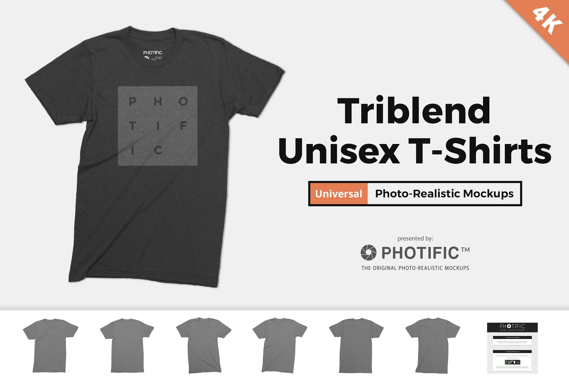 男士T恤样机模板 Tri-Blend T-Shirt Mockups插图