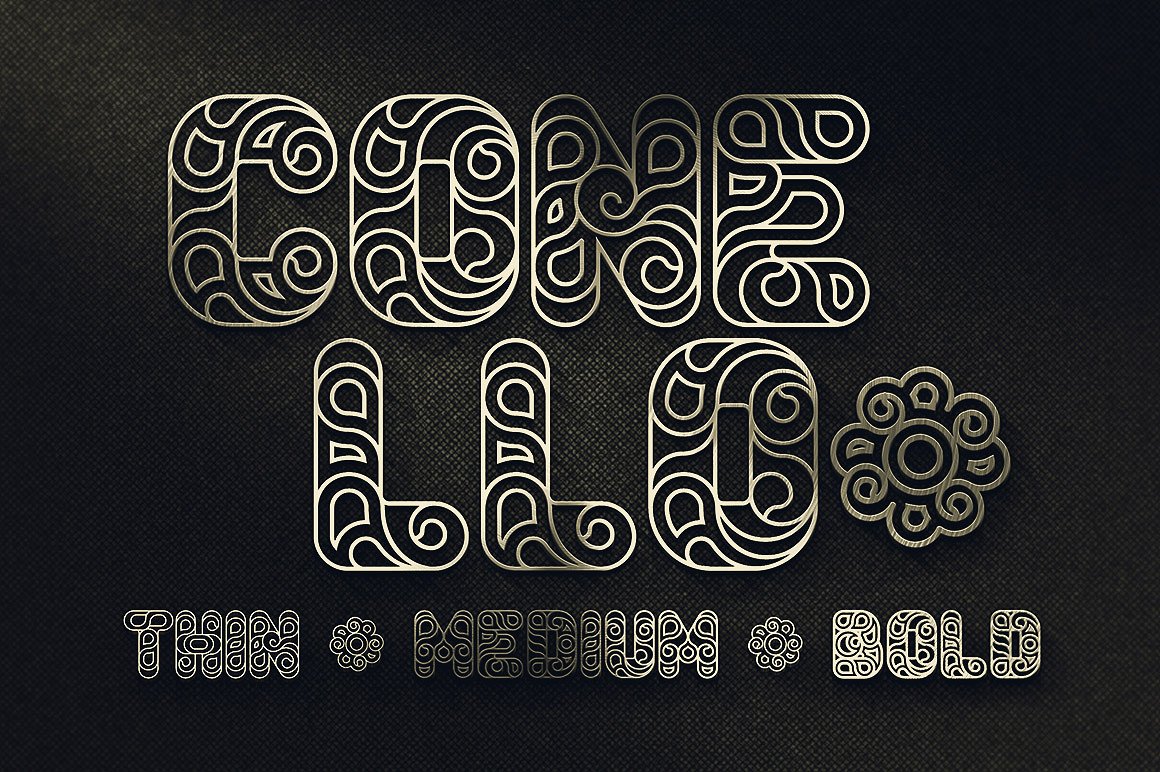 复古纹理镂空创意字体 Conello – Display Font插图