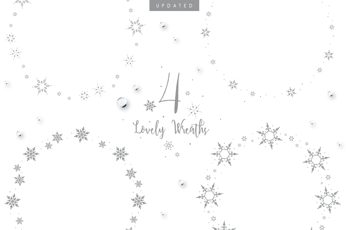 雪花之吻冬季主题手绘图案背景素材 UPDATED+ Snowflakes Winter Kisses插图(6)