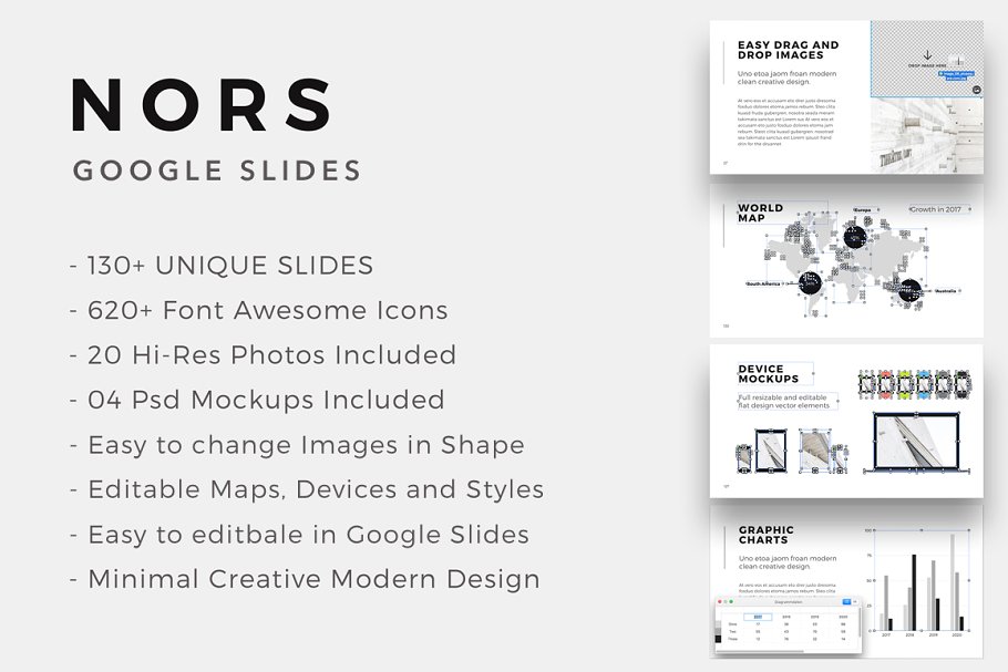 现代简约极简主义谷歌幻灯片模板 NORS Google Slides Template + Bonus插图(3)