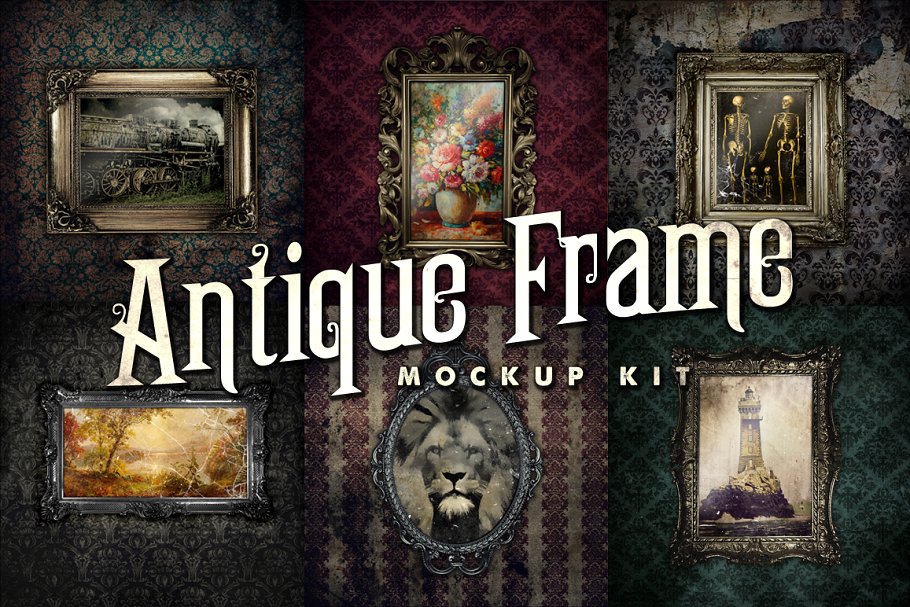 古董风格画框样机套装 Antique Frame Mockup Kit插图