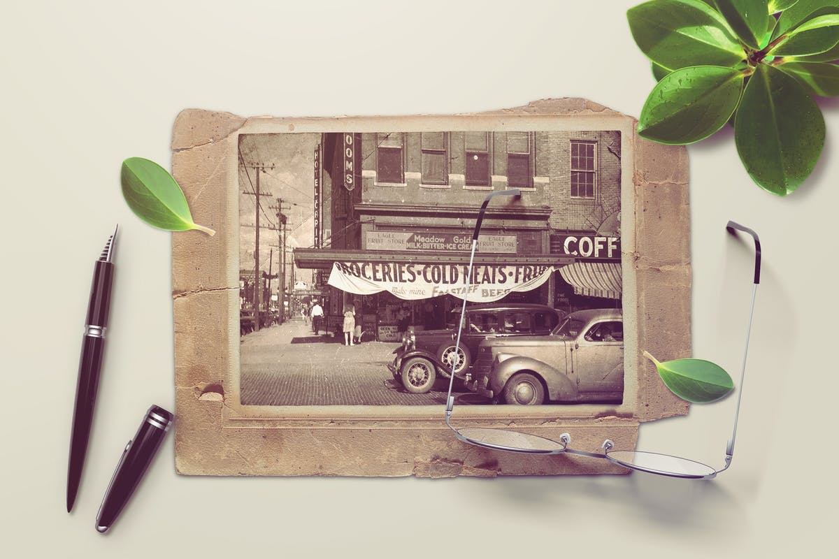 复古残旧相框样机 Vintage Photo Mockups插图