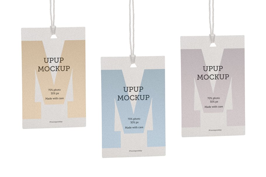 服装吊牌标签样机 Clothes label tag blank white mockup插图