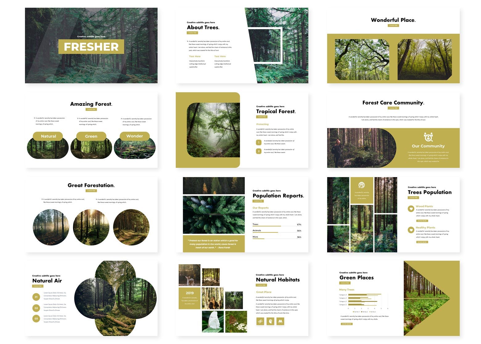 园林/风景项目设计PPT幻灯片设计模板 Fresher – Powerpoint Template插图(1)