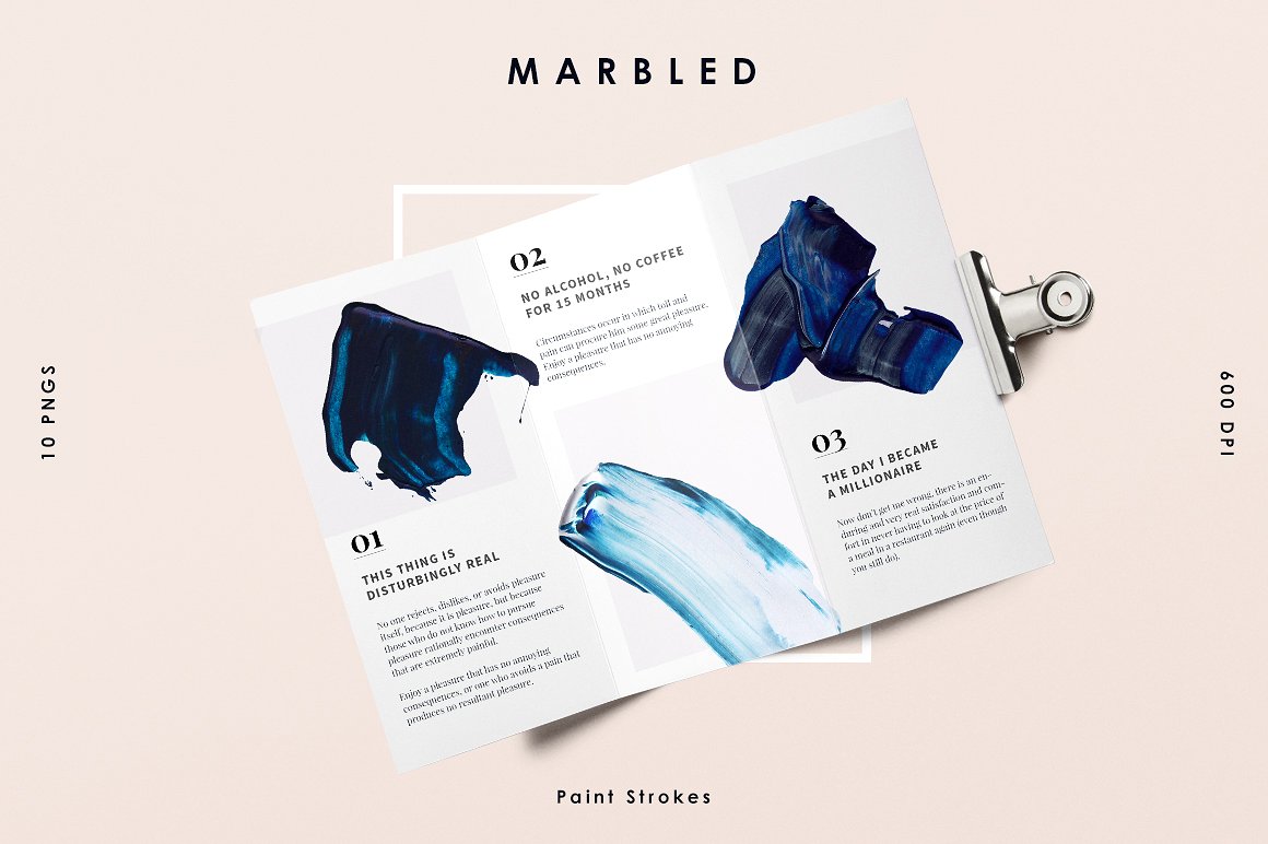 蓝色大理石油画泼墨纹理 Blue Marbled; Paint Strokes插图(4)