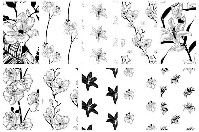 35+优雅手绘花卉图案纹理Instagram贴图模板素材库精选 35+ Patterns & 8 Instagram Templates插图(15)