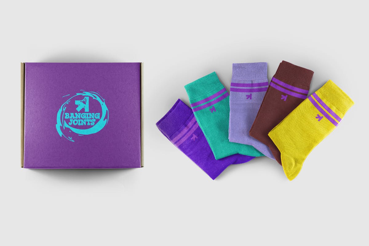 纯色提花棉袜套装样机 Socks Set Mockup插图