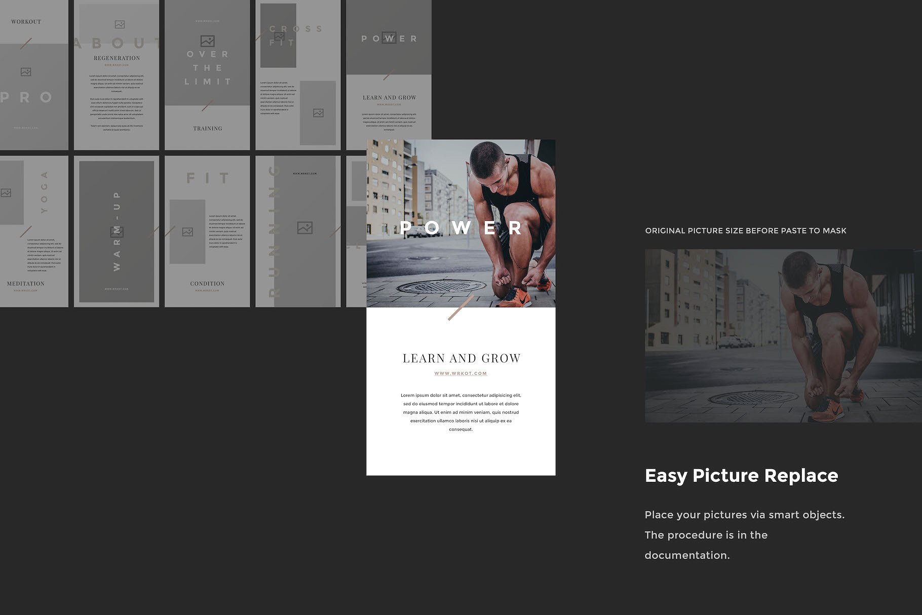 微信公众号文章编辑贴图模板素材库精选素材 WORKOUT PSD Instagram Stories插图(4)