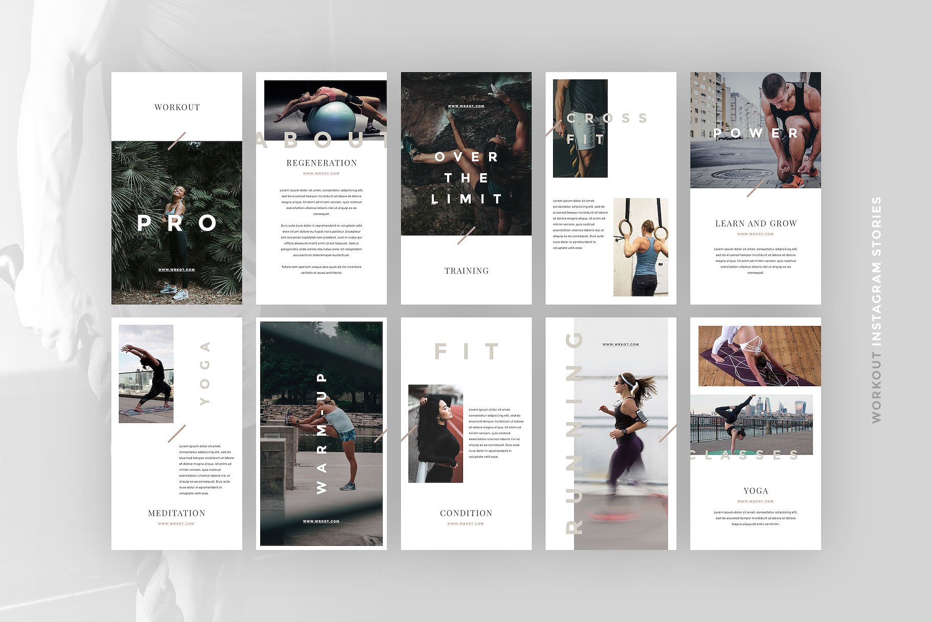 微信公众号文章编辑贴图模板素材库精选素材 WORKOUT PSD Instagram Stories插图(11)